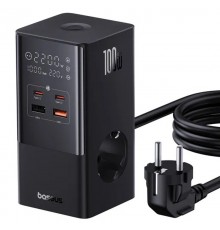 МЗП Baseus PowerCombo Tower PowerStrip 100W (2USB-A/2C/2Socket) (1.5m) (E00023609113-00) Cluster Black