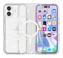 Чохол TPU Galaxy Sparkle (MagFit) для Apple iPhone 16 Plus (6.7") Clear+Glitter