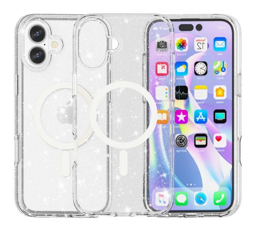 Чохол TPU Galaxy Sparkle (MagFit) для Apple iPhone 16 Plus (6.7") Clear+Glitter Чохол TPU Galaxy Sparkle (MagFit) для Apple iPhone 16 Plus (6.7") Clear+Glitter