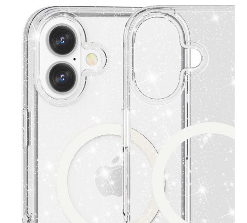 Чохол TPU Galaxy Sparkle (MagFit) для Apple iPhone 16 Plus (6.7") Clear+Glitter Чохол TPU Galaxy Sparkle (MagFit) для Apple iPhone 16 Plus (6.7") Clear+Glitter