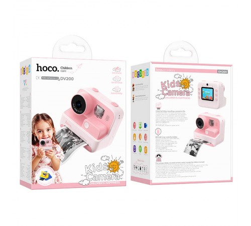 Дитяча фотокамера з моментальним друком Hoco DV200 Dual lens Pink