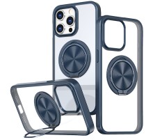 TPU+PC чохол Metal Ring with MagSafe для Apple iPhone 12 Pro / 12 (6.1") Синій
