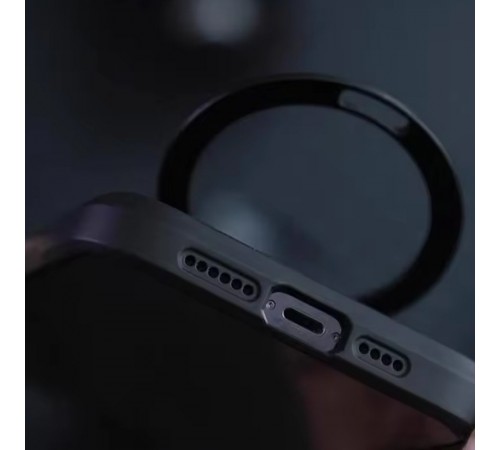 TPU+PC чохол Metal Buttons with MagSafe Carbon Ring для Apple iPhone 14 Pro Max (6.7") Чорний