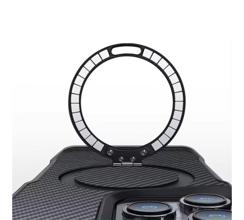 TPU+PC чохол Metal Buttons with MagSafe Carbon Ring для Apple iPhone 14 Pro Max (6.7") Чорний