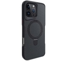 TPU+PC чохол Metal Buttons with MagSafe Carbon Ring для Apple iPhone 16 Pro Max (6.9") Чорний