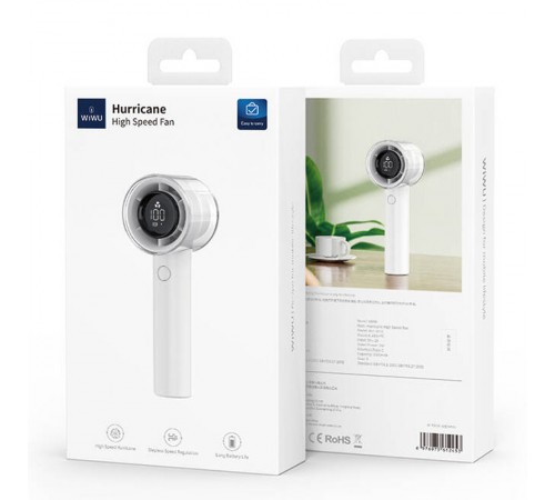 Портативний вентилятор з дисплеєм WIWU WI-FS010 White Портативний вентилятор з дисплеєм WIWU WI-FS010 White