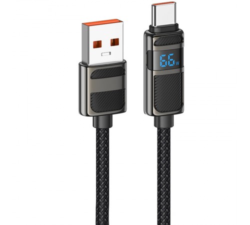Дата кабель Hoco U137 Line with display USB to Type-C 5A/66W (1.2m) Black