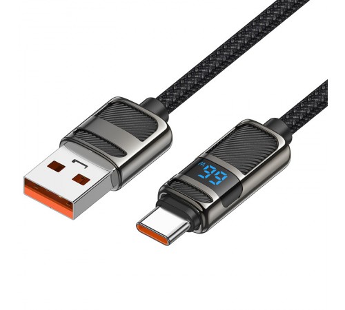 Дата кабель Hoco U137 Line with display USB to Type-C 5A/66W (1.2m) Black