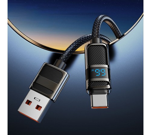 Дата кабель Hoco U137 Line with display USB to Type-C 5A/66W (1.2m) Black