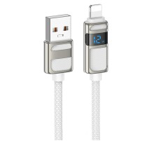 Дата кабель Hoco U137 Line with display USB to Lightning 2.4A/12W (1.2m) White