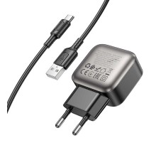МЗП Borofone BAS51A Absolute 12W (2USB-A) + кабель USB to Type-C Black