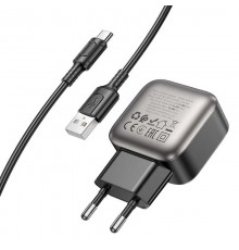 МЗП Borofone BAS51A Absolute 12W (2USB-A) + кабель USB to Type-C Black