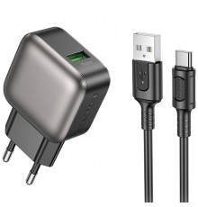 МЗП Borofone BAS52A Absolute QC3.0 18W (1USB-A) + кабель USB to Type-C Black