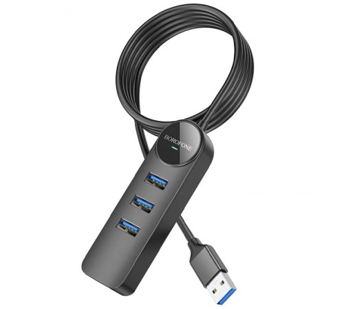 Перехідник Borofone DH6 Erudite 4in1 100 Mbps Ethernet (USB to USB2.0*3+RJ45) (1.2m) Black Перехідник Borofone DH6 Erudite 4in1 100 Mbps Ethernet (USB to USB2.0*3+RJ45) (1.2m) Black