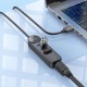 Перехідник Borofone DH6 Erudite 4in1 100 Mbps Ethernet (USB to USB2.0*3+RJ45) (1.2m) Black