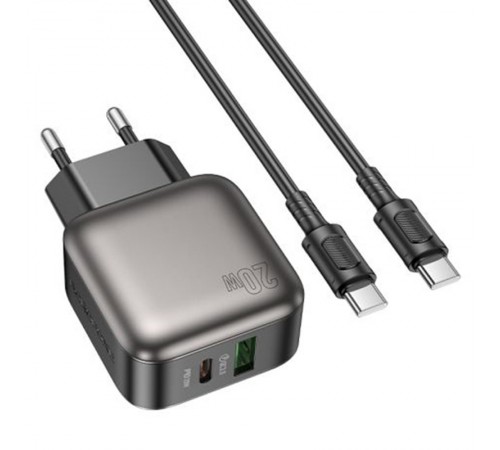 МЗП Borofone BAS54A Absolute PD20W+QC3.0 (1USB-A/1C) + кабель Type-C to Type-C Black МЗП Borofone BAS54A Absolute PD20W+QC3.0 (1USB-A/1C) + кабель Type-C to Type-C Black