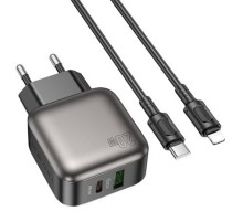 МЗП Borofone BAS54A Absolute PD20W+QC3.0 (1USB-A/1C) + кабель Type-C to Lightning Black