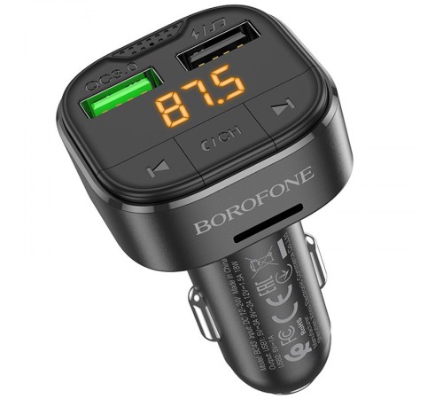 АЗП FM модулятор Borofone BC43 Flash QC3.0 Black