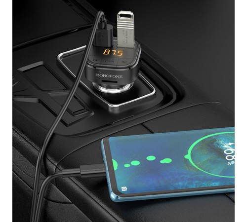 АЗП FM модулятор Borofone BC43 Flash QC3.0 Black