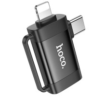 Перехідник Hoco UA31F OTG 2in1 Lightning male/Type-C male to USB female Black