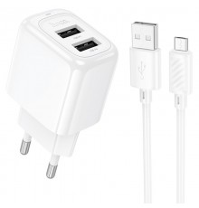 МЗП Hoco CS51A Surplus (2USB-A) + кабель USB to MicroUSB White