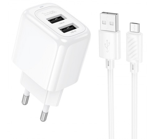 МЗП Hoco CS51A Surplus (2USB-A) + кабель USB to MicroUSB White МЗП Hoco CS51A Surplus (2USB-A) + кабель USB to MicroUSB White