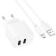 МЗП Hoco CS51A Surplus (2USB-A) + кабель USB to MicroUSB White