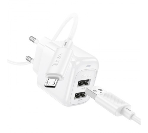 МЗП Hoco CS51A Surplus (2USB-A) + кабель USB to MicroUSB White МЗП Hoco CS51A Surplus (2USB-A) + кабель USB to MicroUSB White