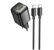 МЗП Hoco N53 Monsoon PD30W+QC3.0 (1USB-A/1C) + кабель Type-C to Type-C Black