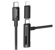 Дата кабель Hoco U135 Incredible 2in1 Type-C to Lightning/Type-C (1m) Black