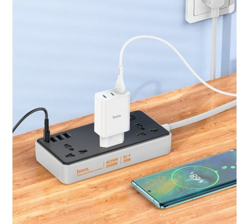 Подовжувач Hoco AC8A Storm (PD30W/1C/3A/3xSocket) (1.5m) Black