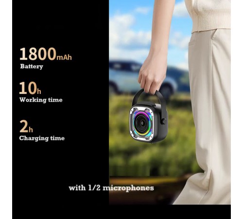 Bluetooth колонка V11 + два мікрофона Black