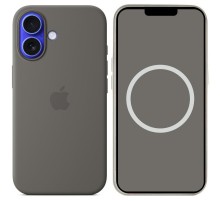 Чохол Silicone case (AAA) full with Magsafe and Animation для Apple iPhone 16 (6.1") Stone Grey