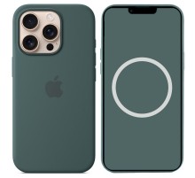 Чохол Silicone case (AAA) full with Magsafe and Animation для Apple iPhone 16 Pro Max (6.9") Lake Green