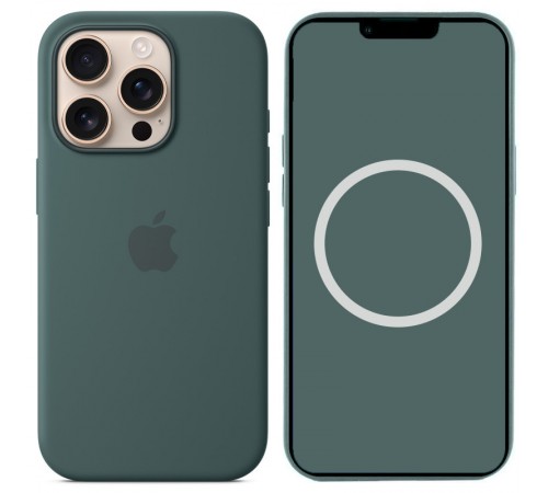 Чохол Silicone case (AAA) full with Magsafe and Animation для Apple iPhone 16 Pro Max (6.9") Lake Green