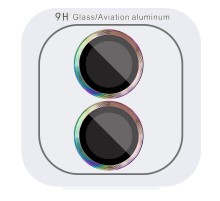 Захисне скло Metal Classic на камеру (в упак.) для Apple iPhone 16 (6.1") / 16 Plus (6.7") Бузковий / Rainbow