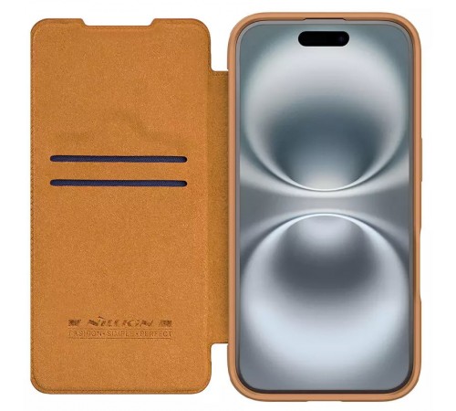 Шкіряний чохол-книжка Nillkin Qin Prop для Apple iPhone 16 Pro (6.3") Brown Шкіряний чохол-книжка Nillkin Qin Prop для Apple iPhone 16 Pro (6.3") Brown
