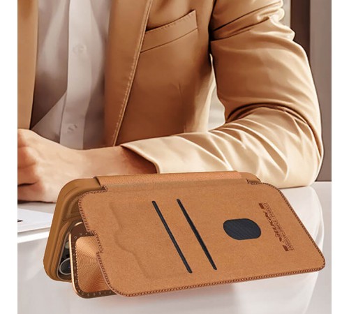 Шкіряний чохол-книжка Nillkin Qin Prop для Apple iPhone 16 Pro (6.3") Brown Шкіряний чохол-книжка Nillkin Qin Prop для Apple iPhone 16 Pro (6.3") Brown