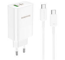 МЗП Borofone BN10 Sunlight PD65W (1USB-A/1C) + кабель Type-C to Type-C White