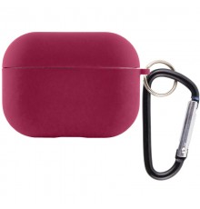 Силіконовий футляр з мікрофіброю для навушників Airpods 4 Бордовий / Maroon