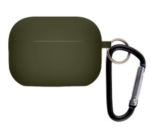 Силіконовий футляр з мікрофіброю для навушників Airpods 4 Зелений / Dark Olive