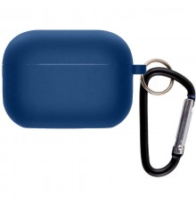 Силіконовий футляр з мікрофіброю для навушників Airpods 4 Синій / Navy blue