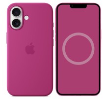 Чохол Silicone case (AAA) with Magsafe and Animation (button) для Apple iPhone 16 (6.1") Fuchsia