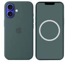 Чохол Silicone case (AAA) with Magsafe and Animation (button) для Apple iPhone 16 (6.1") Lake Green
