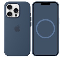 Чохол Silicone case (AAA) with Magsafe and Animation (button) для Apple iPhone 16 Pro (6.3") Denim