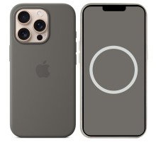 Чохол Silicone case (AAA) with Magsafe and Animation (button) для Apple iPhone 16 Pro (6.3") Stone Grey