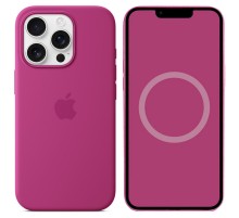 Чохол Silicone case (AAA) with Magsafe and Animation (button) для Apple iPhone 16 Pro Max (6.9") Fuchsia
