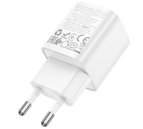 МЗП Hoco C147A PD20W+QC3.0 (1USB-A/1C) White