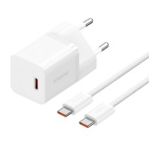 МЗП Baseus GaN5 Fast Charger (mini) 30W (1USB-C) + кабель Type-C to Type-C (P10110902) Moon White