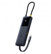 Перехідник HUB Baseus OS Dual Fast Charging 6in1 (Type-C to HDMI4K@60Hz+2xUSB-A+3xUSB-C) (B0007090) Cosmic Black